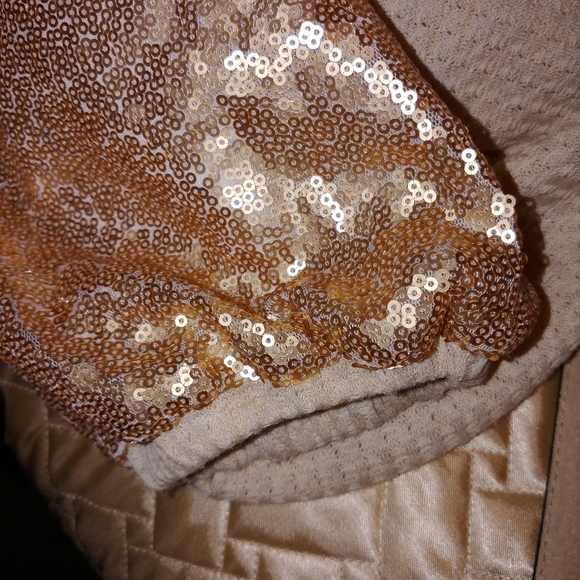 Like Brand New! Waffle Knit & Sequin Top w/ draped/open back - Picture 7 of 13